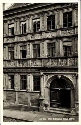 Ak Görlitz in der Lausitz, Das biblische Haus, Fassade, Eingang