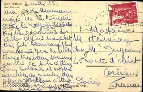 Ak Oslo Norwegen, Rathaus