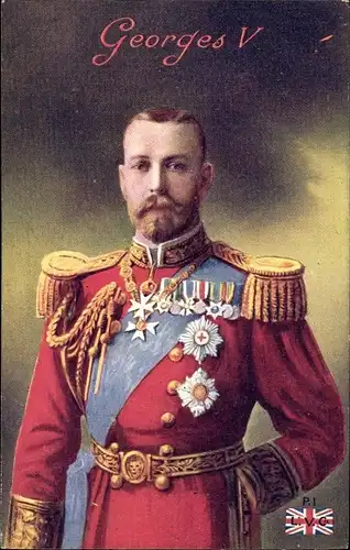 Ak König Georg V. von England, Portrait, Uniform, Orden