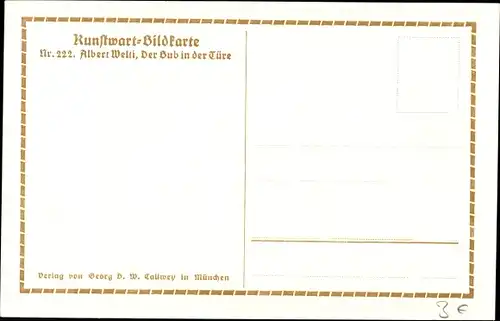 Künstler Ak Welti, Albert, Kunstwart Bildkarte Nr 222, Der Bub in der Türe