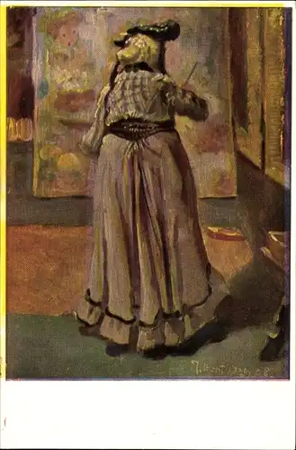 Künstler Ak Hensting, Die Kopistin, Malerin, Kunstwart Bildkarte Nr. 218