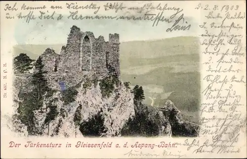 Ak Gleißenfeld in Niederösterreich, Türkensturz, Ruine