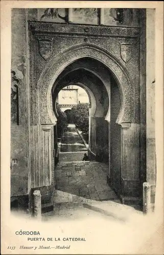 Ak Córdoba Andalusien Spanien, Tür der Kathedrale