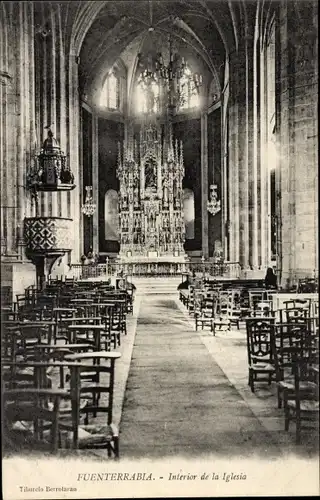 Ak Hondarribia Fuenterrabia Baskenland, Innenraum der Kirche