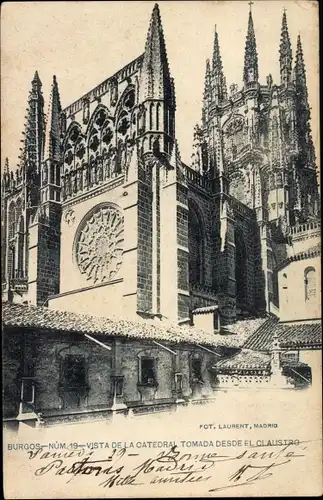 Ak Burgos Castilla y León, Kathedrale aus dem Kreuzgang