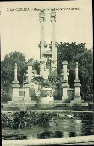 Ak La Coruña Galicia, Denkmal für Concepcion Arenal