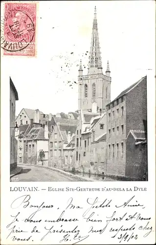 Ak Louvain Louvain Flämisch-Brabant, Kirche Sainte-Gertrude jenseits der Dyle