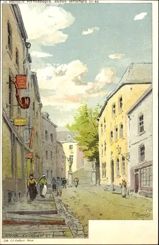 Künstler Litho Ranot, F., Arlon Arel Wallonien Luxemburg, Escalier St. Donat