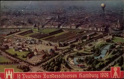 Ak Hamburg Mitte Altstadt, 16. Deutsches Bundesschiessen 1909, Gesamtansicht