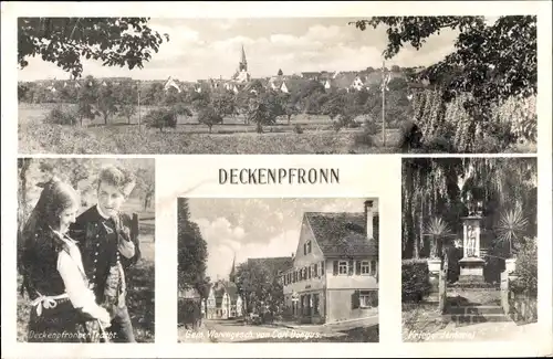 Ak Deckenpfronn in Baden Württemberg, Gesamtansicht, Deckenpfronner Tracht, Gemischtwaren