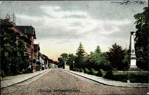 Ak Kölleda in Thüringen, Bahnhofstraße, Denkmal