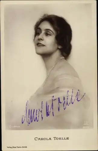 Ak Schauspielerin Carola Toelle, Portrait, Autogramm