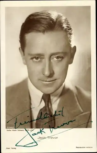 Ak Schauspieler Jack Trevor, Portrait, Autogramm