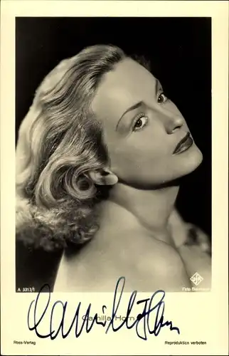Ak Schauspielerin Camilla Horn, Seitenportrait, Ross Verlag 3317/1, Autogramm