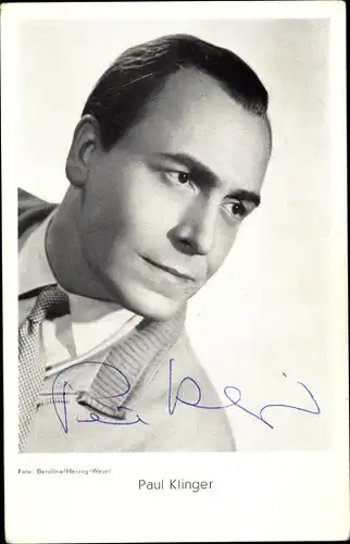 Ak Schauspieler Paul Klinger, Portrait, Autogramm