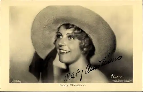 Ak Schauspielerin Mady Christians, Portrait, Autogramm