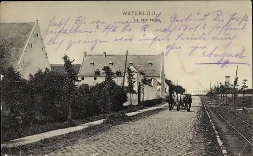 Ak Waterloo Wallonien Wallonisch Brabant, Straßenpartie, Kutsche