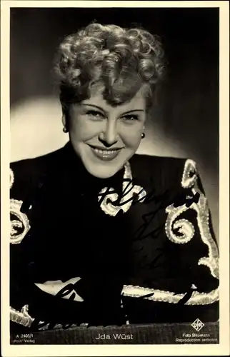 Ak Schauspielerin Ida Wüst, Portrait, Autogramm