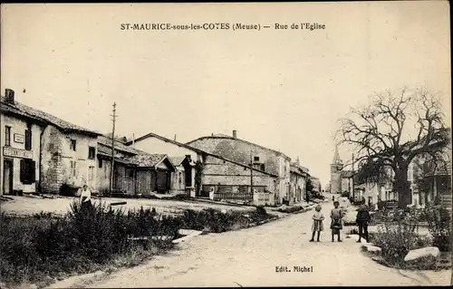 Ak Saint Maurice sous les Côtes Meuse, Rue de l'Eglise