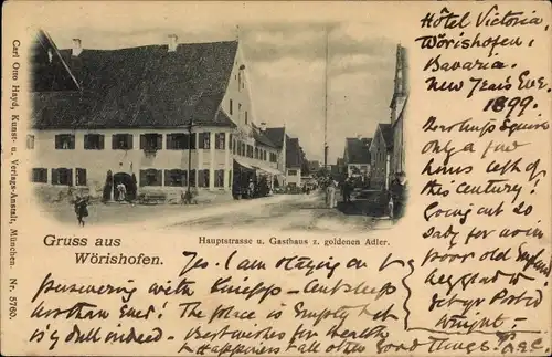 Ak Bad Wörishofen im Unterallgäu, Hauptstraße und Gasthaus zum goldenen Adler