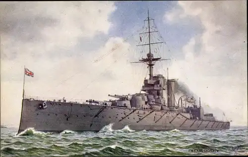 Künstler Ak Britisches Kriegsschiff, HMS King George V, Dreadnought