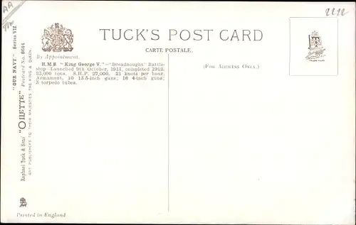 Künstler Ak Britisches Kriegsschiff, HMS King George V, Dreadnought