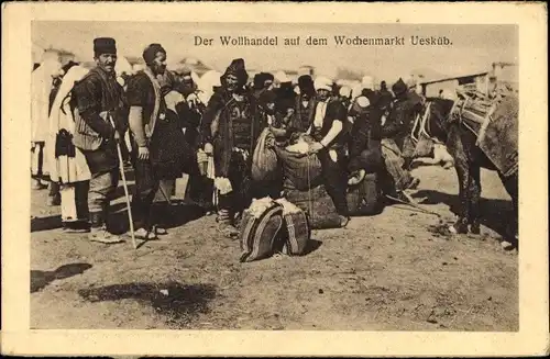 Ak Skopje Üsküb Mazedonien, Wochenmarkt, Wollhandel