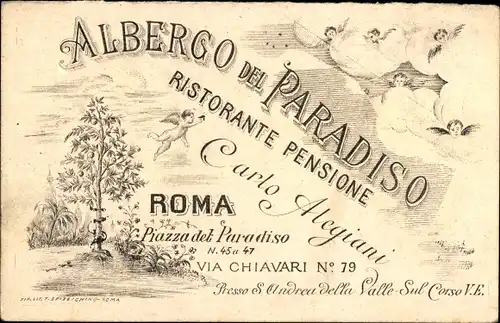 Litho Roma Rom Lazio, Albergo del Paradiso, Ristorante