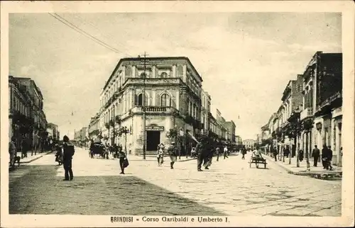 Ak Brindisi Puglia, Corso Garibaldi e Umberto I