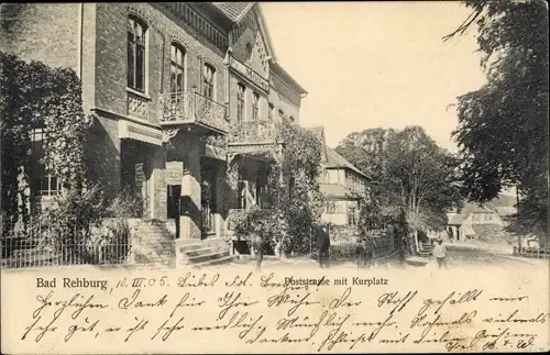 Ak Rehburg Loccum in Niedersachsen, Poststraße, Kurplatz