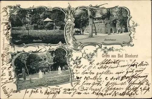Ak Bad Blenhorst Balge in Niedersachsen, Badehaus, Pavillon, Garten