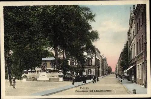 Ak Neuss am Rhein, Kanalstraße, Schwanndenkmal