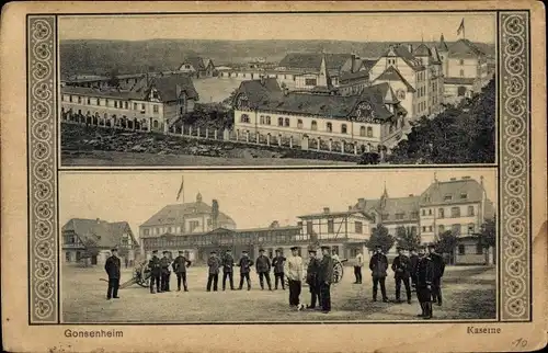 Ak Gonsenheim Mainz Rheinland Pfalz, Kaserne, Soldaten auf dem Exerzierplatz