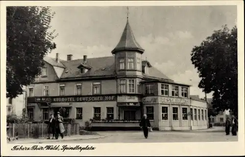 Ak Tabarz Thüringer Wald, Partie am Spindlerplatz, Kurhotel Deutscher Hof