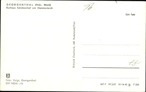 Ak Georgenthal Thüringer Wald, Schützenhof, Hammerteich