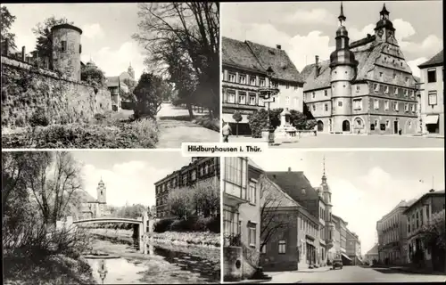 Ak Hildburghausen in Thüringen, Rathaus, Straße, Stadtmauer