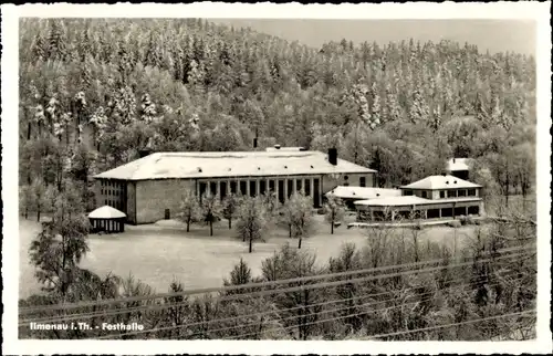 Ak Ilmenau in Thüringen, Festhalle, Winteransicht
