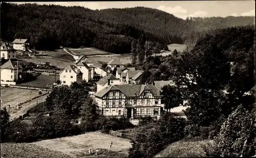 Ak Unkerode in Thüringen, Teilansicht vom Ort, Fachwerkhaus