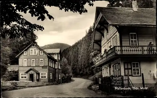 Ak Mellenbach Glasbach Schwarzatal Thüringen, Straße, Wohnhäuser