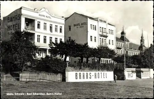 Ak Bad Schandau an der Elbe, Blick auf Bahrs Hotel