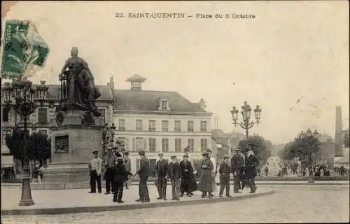 Ak Saint Quentin Aisne, Place du 8 Octobre