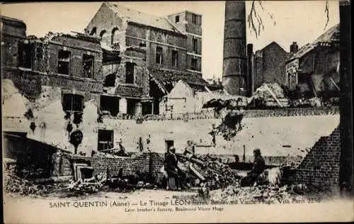 Ak Saint Quentin Aisne, Le Tissage Leon Freres, Boulevard Victor Hugo