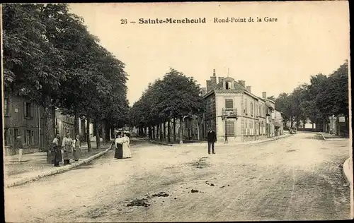 Ak Sainte Menehould Marne, Rond-Point de la Gare