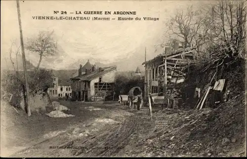 Ak Vienne le Château Marne, Entree du Village