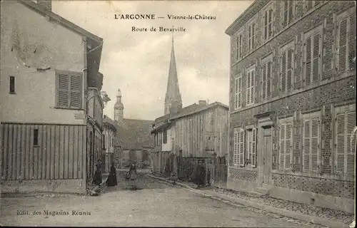 Ak Vienne le Château Marne, route de Benarville