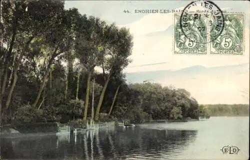 Ak Enghien les Bains Val d'Oise, Seeufer