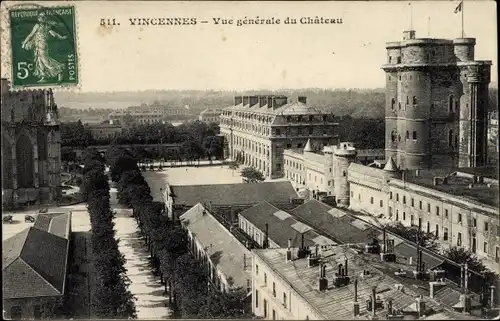 Ak Vincennes Val de Marne, Gesamtansicht des Schlosses