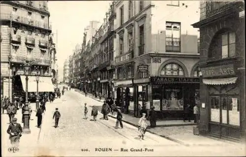 Ak Rouen Seine-Maritime, Rue Grand Pont