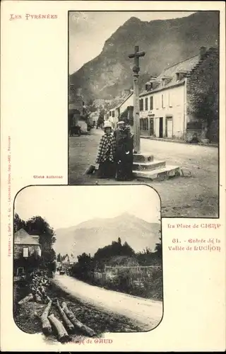 Ak Cierp Haute Garonne, Partie am Kreuz, Straßenpartie