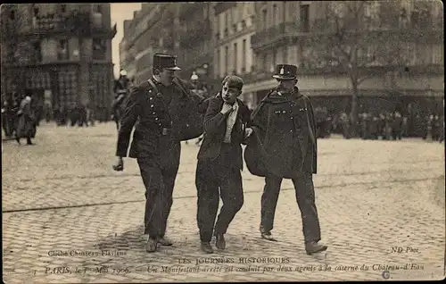 Ak Paris, 1. Mai 1906, Place du Chateau d’Eau, Demonstrator